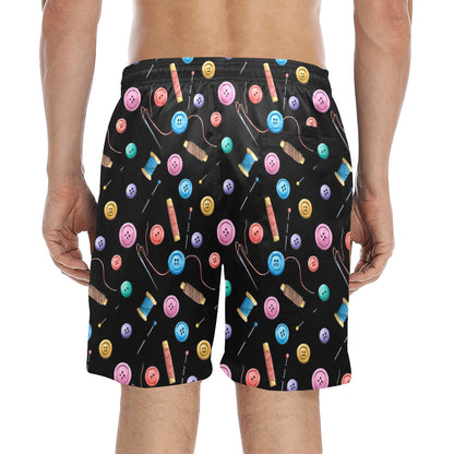 Sewing Print Design LKS309 Men's Swim Trunks Beach Shorts