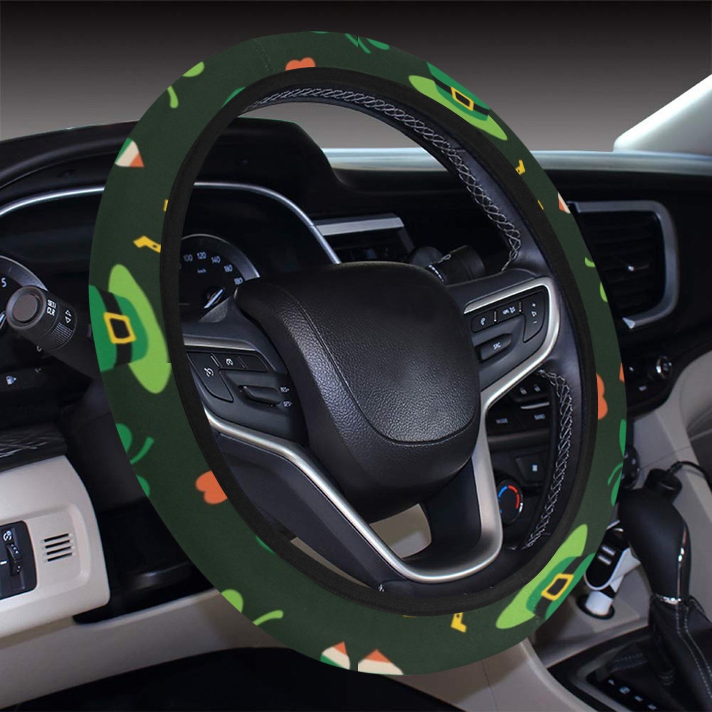 Shamrock Print Design LKS308 Steering Wheel Cover with Elastic Edge