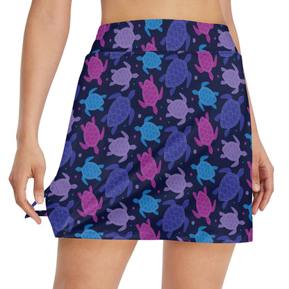 Sea Turtle Print Design LKS309 17" Golf & Pickleball Skort with Pockets
