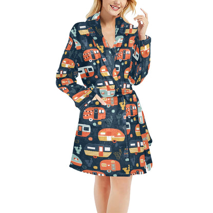 Camper Caravan Print Pattern Women's Fleece Robe