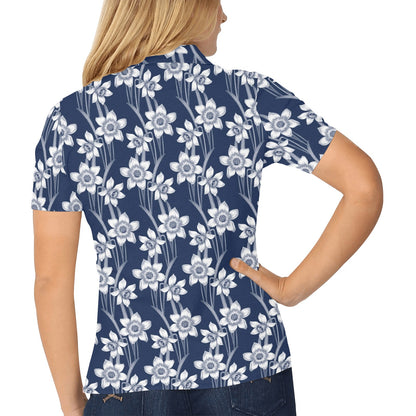 Daffodils Pattern Print Design DF09 Women's Polo Shirt