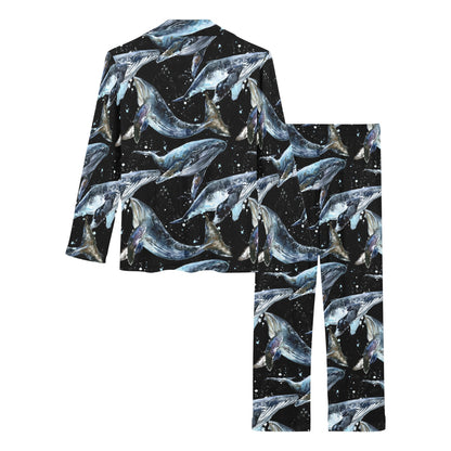 Humpback Whale Pattern Print Design 01 Women's Long Pajama Set