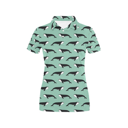 Whale Print Design LKS307 Women's Polo Shirt