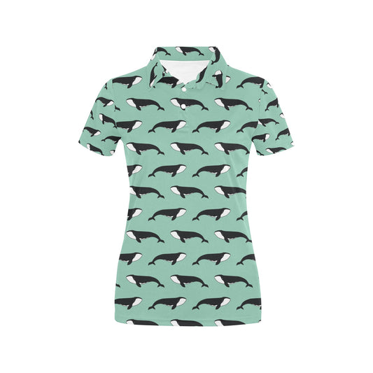 Whale Print Design LKS307 Women's Polo Shirt