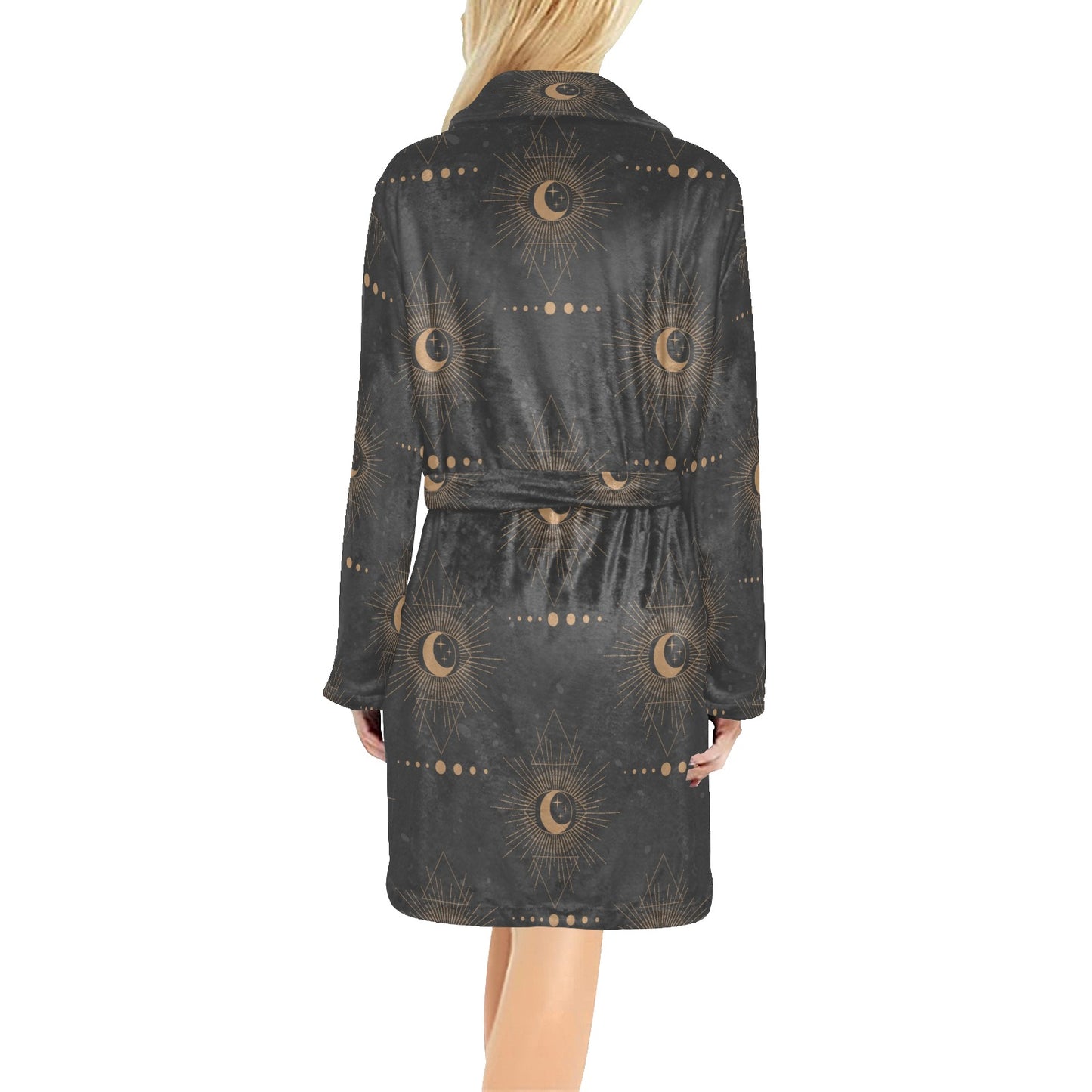Moon Boho Pattern Print Design 02 Women's Fleece Robe
