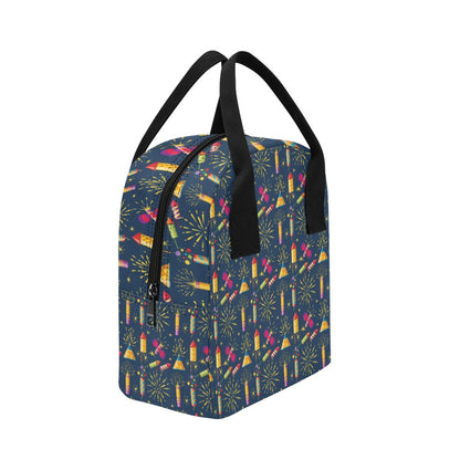 Firework Sparkling Rockets Print Design LKS306 Insulated Lunch Bag