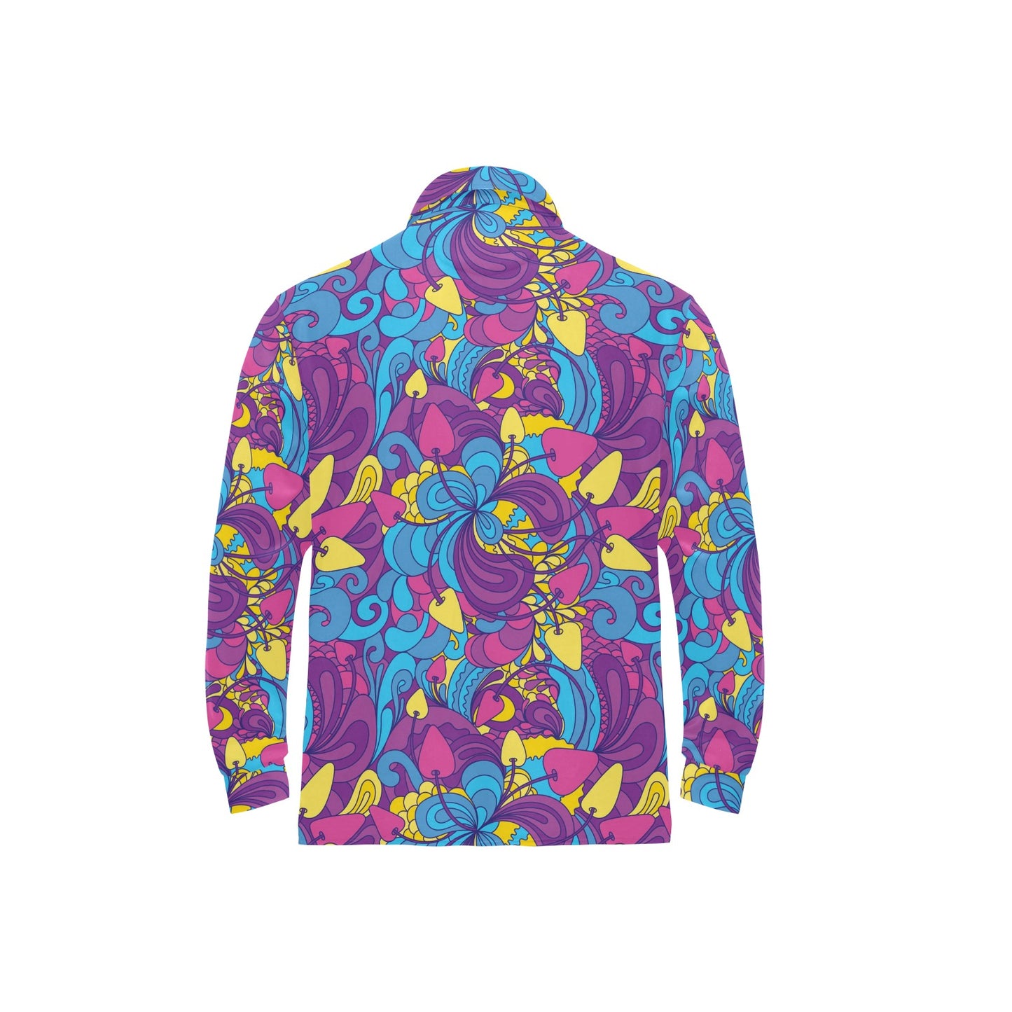 Psychedelic Mushroom Pattern Print Design A03 Long Sleeve Polo Shirt For Men's