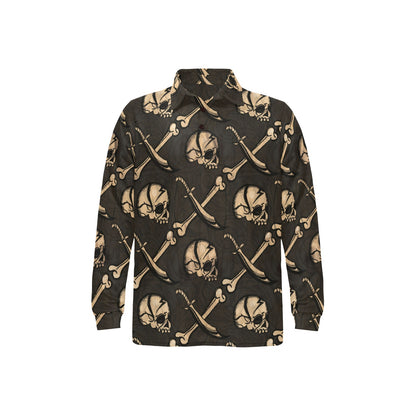 Pirate Pattern Print Design A03 Long Sleeve Polo Shirt For Men's