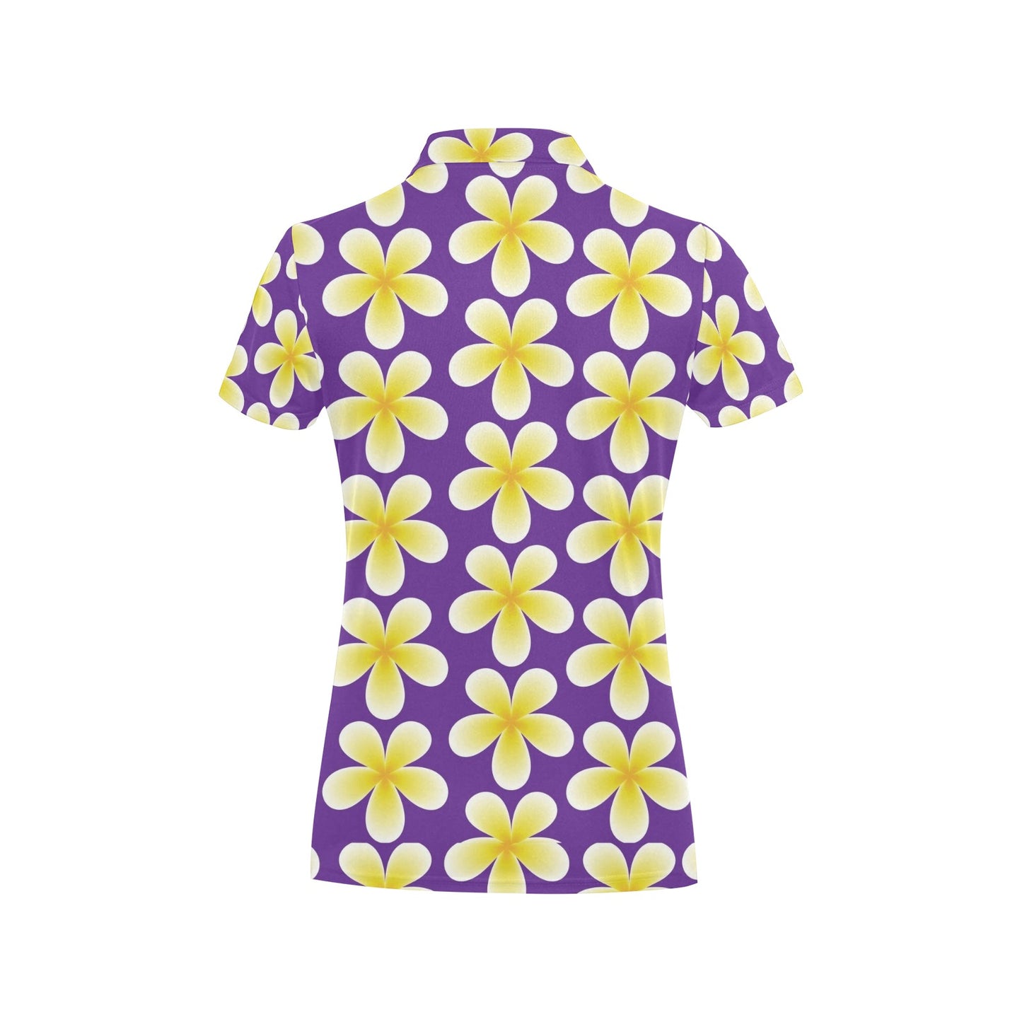 Yellow Plumeria Pattern Print Design PM05 Women's Polo Shirt