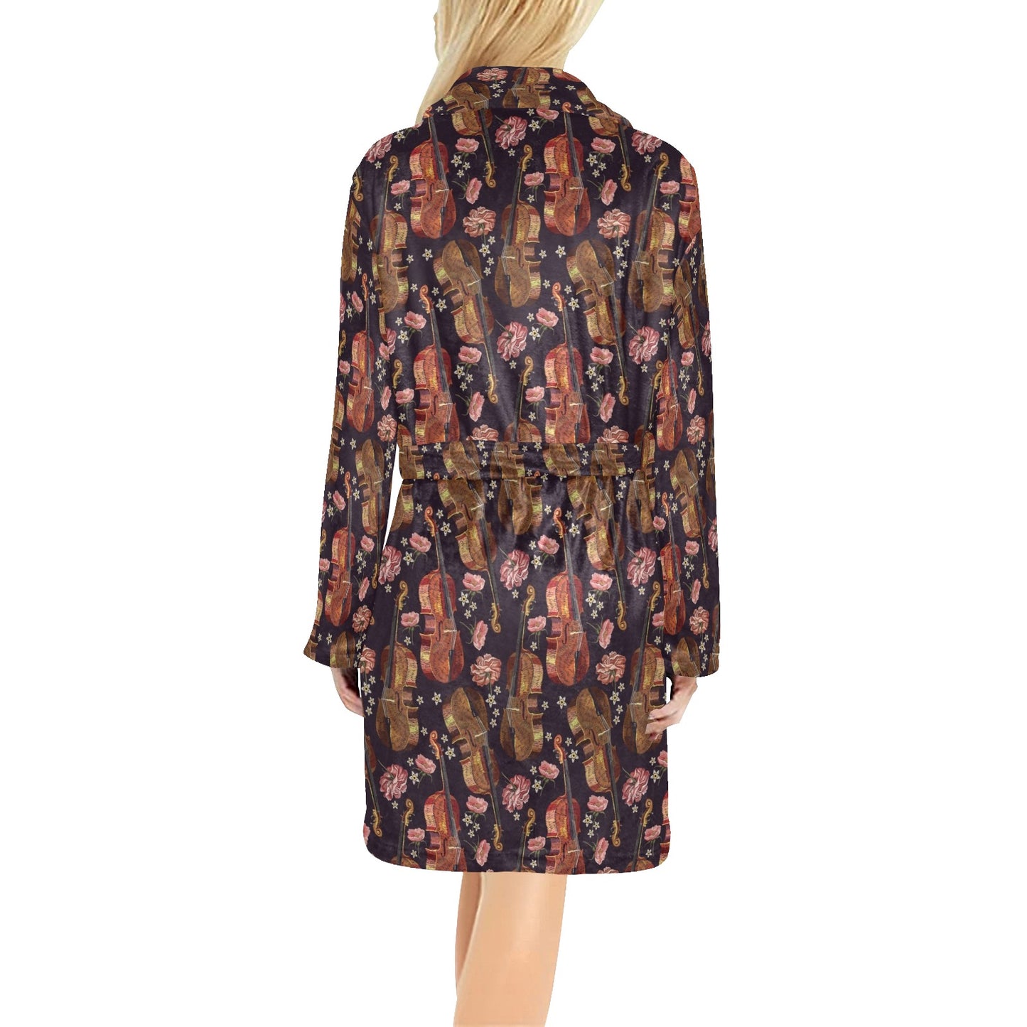 Violin Print Design LKS402 Women's Fleece Robe
