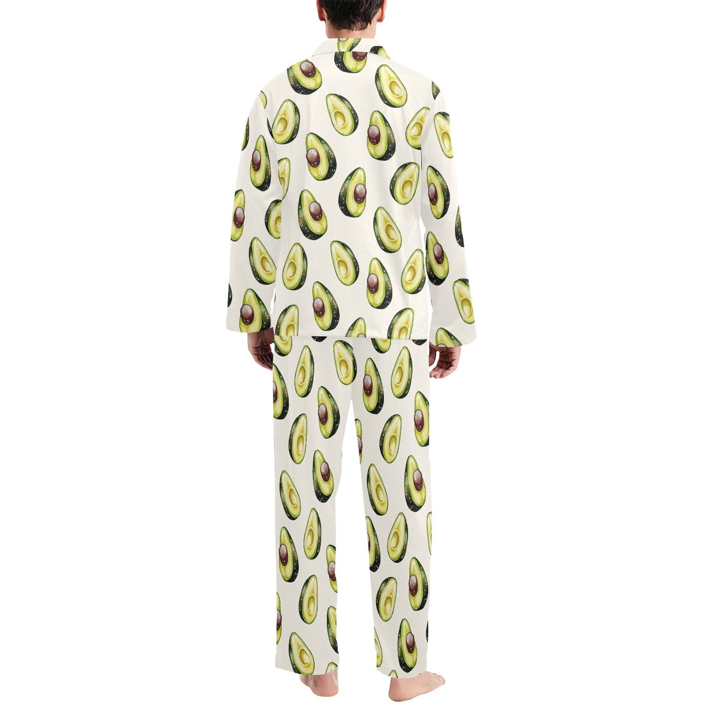 Avocado Pattern Print Design 01 Men's Long Pajama Set