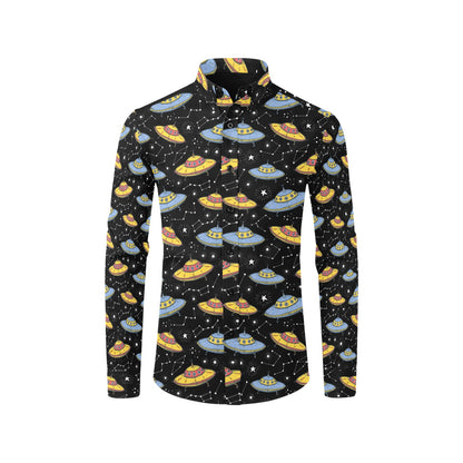 UFO Print Design LKS307 Men's Long Sleeve Dress Shirt
