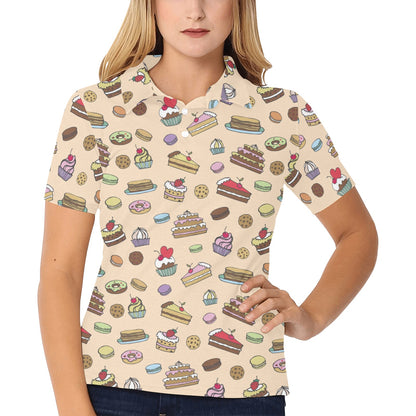 Cake Pattern Print Design 03 Women's Polo Shirt