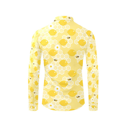 Honey Bee Honeycomb Print Design LKS3010 Men's Long Sleeve Dress Shirt