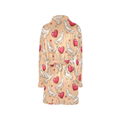 Pigeon Heart Pattern Print Design 04 Women's Fleece Robe