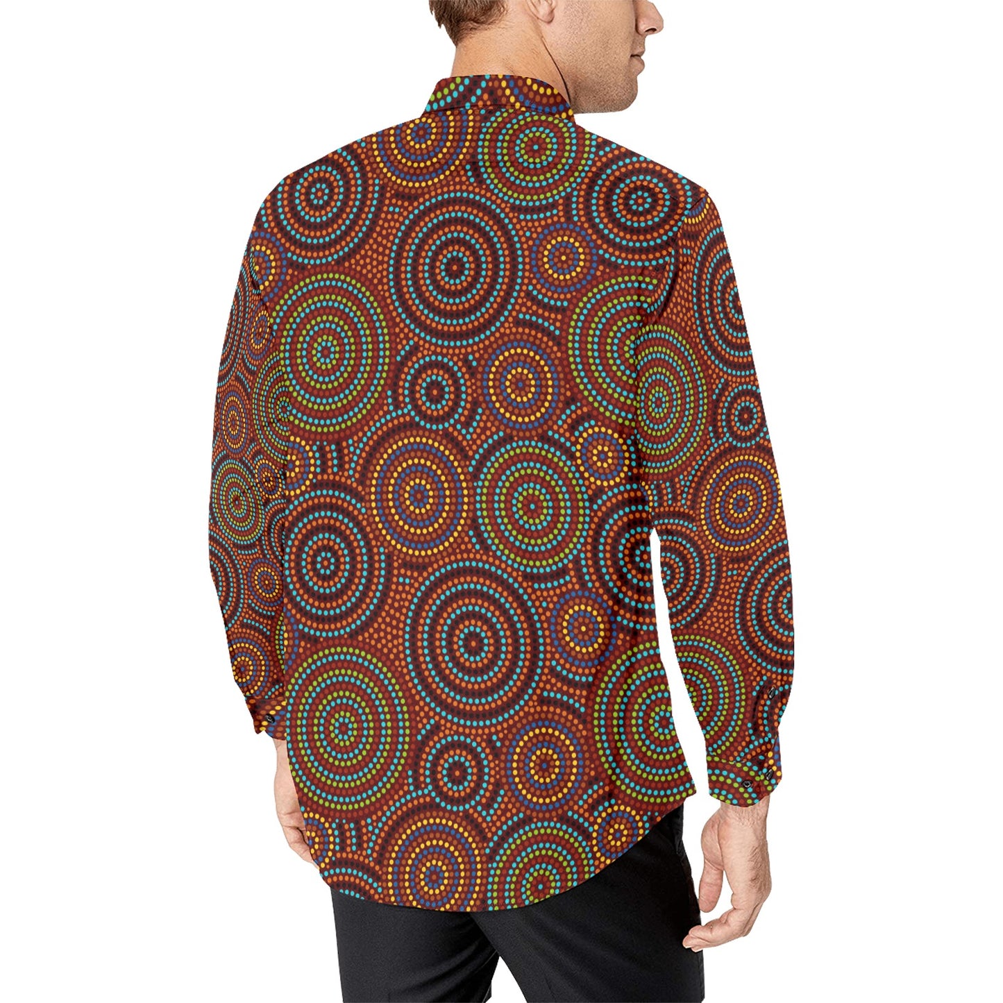 Aboriginal Print Design LKS403 Men's Long Sleeve Dress Shirt