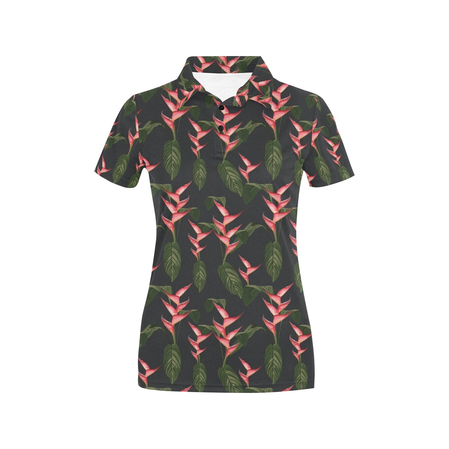 Heliconia Pattern Print Design HL07 Women's Polo Shirt