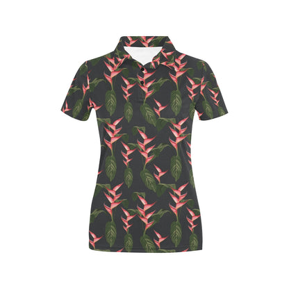 Heliconia Pattern Print Design HL07 Women's Polo Shirt