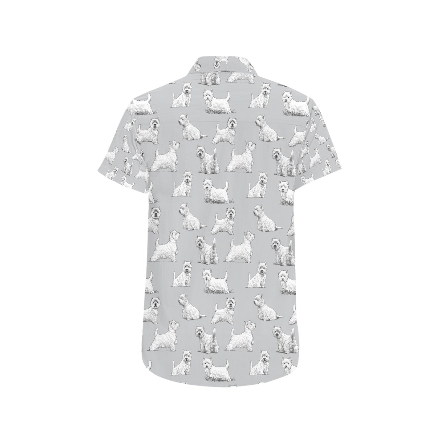 Scottish Terriers Print Design LKS3011 Men Short Sleeve Button Up Shirt