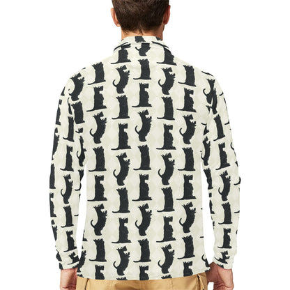 Scottish Terriers Print Design LKS309 Long Sleeve Polo Shirt For Men's