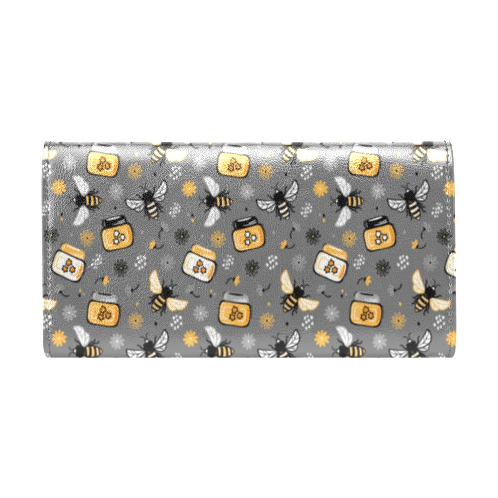Honey Bee Print Design LKS301 Women's Trifold Wallet