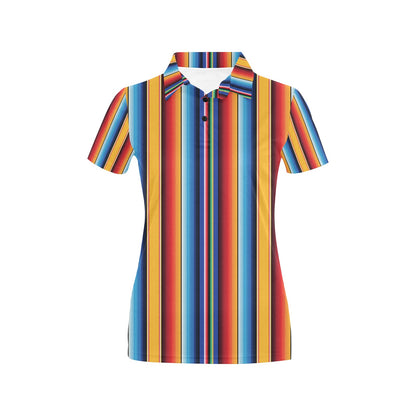Mexican Blanket Stripe Print Pattern Women's Polo Shirt