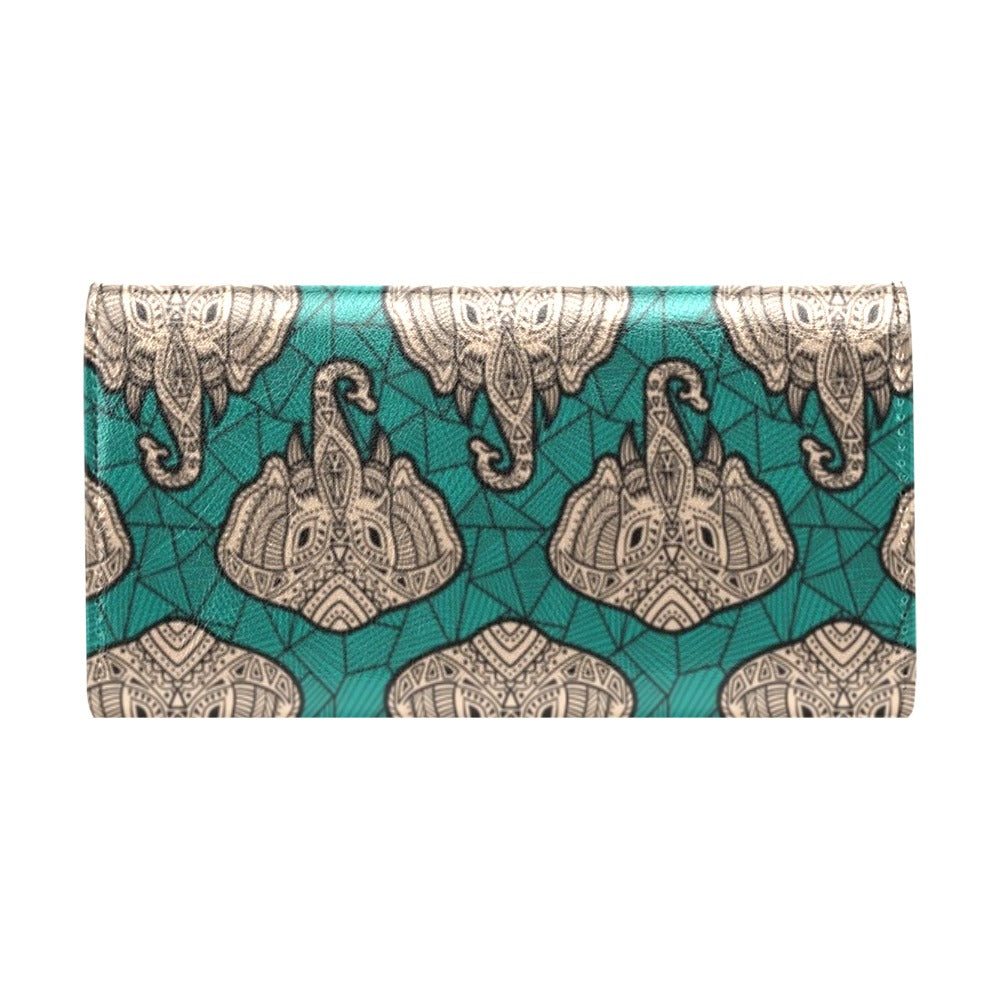 Boho Head Elephant Women's Trifold Wallet