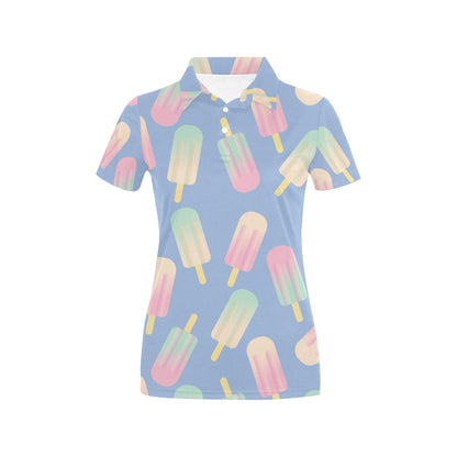 Ice Cream Pattern Print Design 05 Women's Polo Shirt