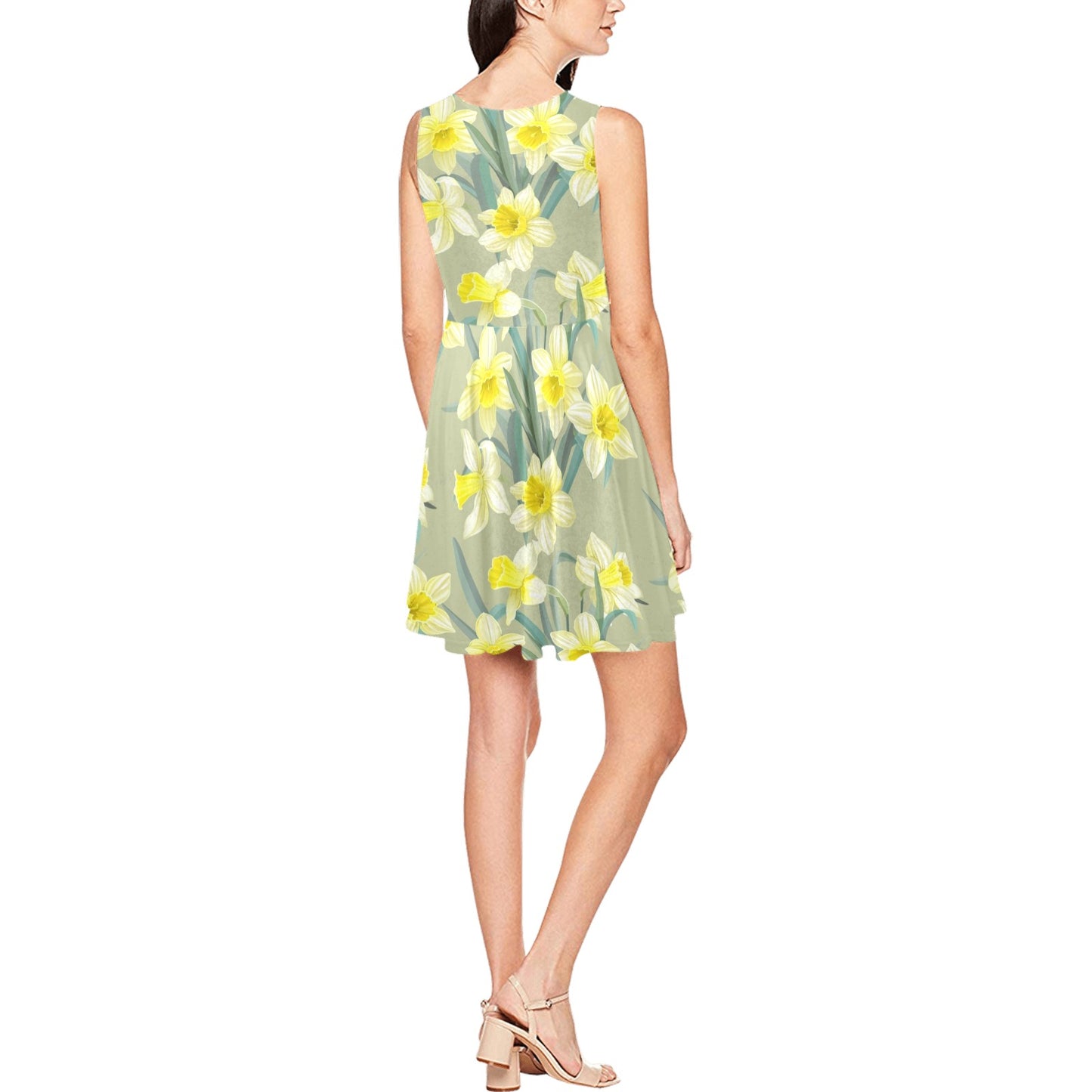 Daffodils Pattern Print Design DF01 Sleeveless Dress