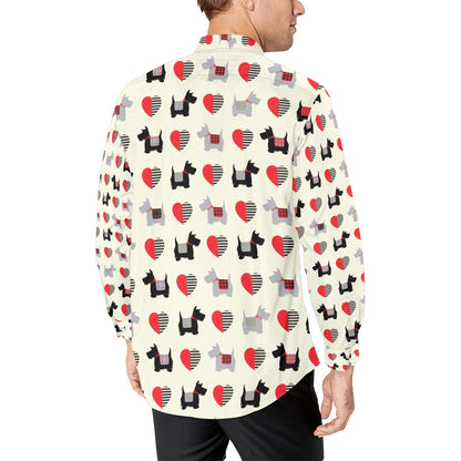 Scottish Terriers Print Design LKS3010 Men's Long Sleeve Dress Shirt