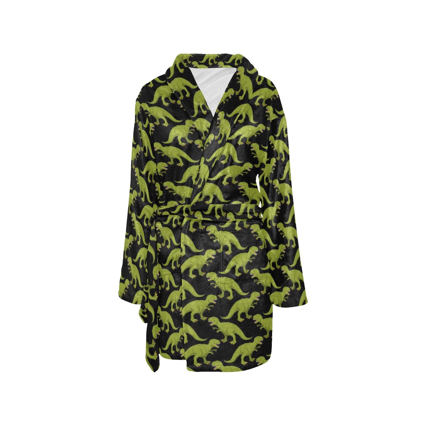 T Rex Pattern Print Design A02 Women's Fleece Robe