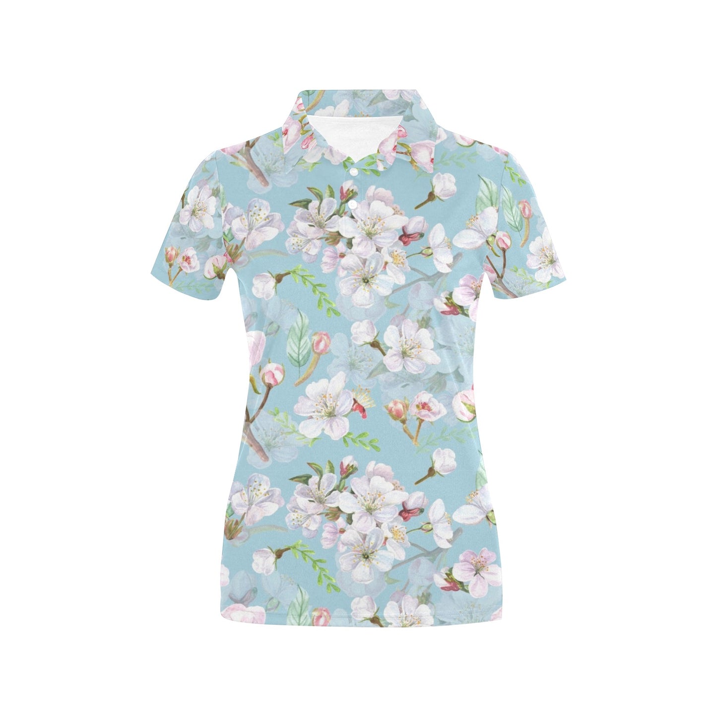 Apple blossom Pattern Print Design AB06 Women's Polo Shirt