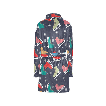 Ice Skate Pattern Print Design 04 Women's Fleece Robe