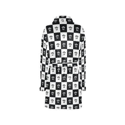 Checkered Flag Crown Pattern Women's Fleece Robe
