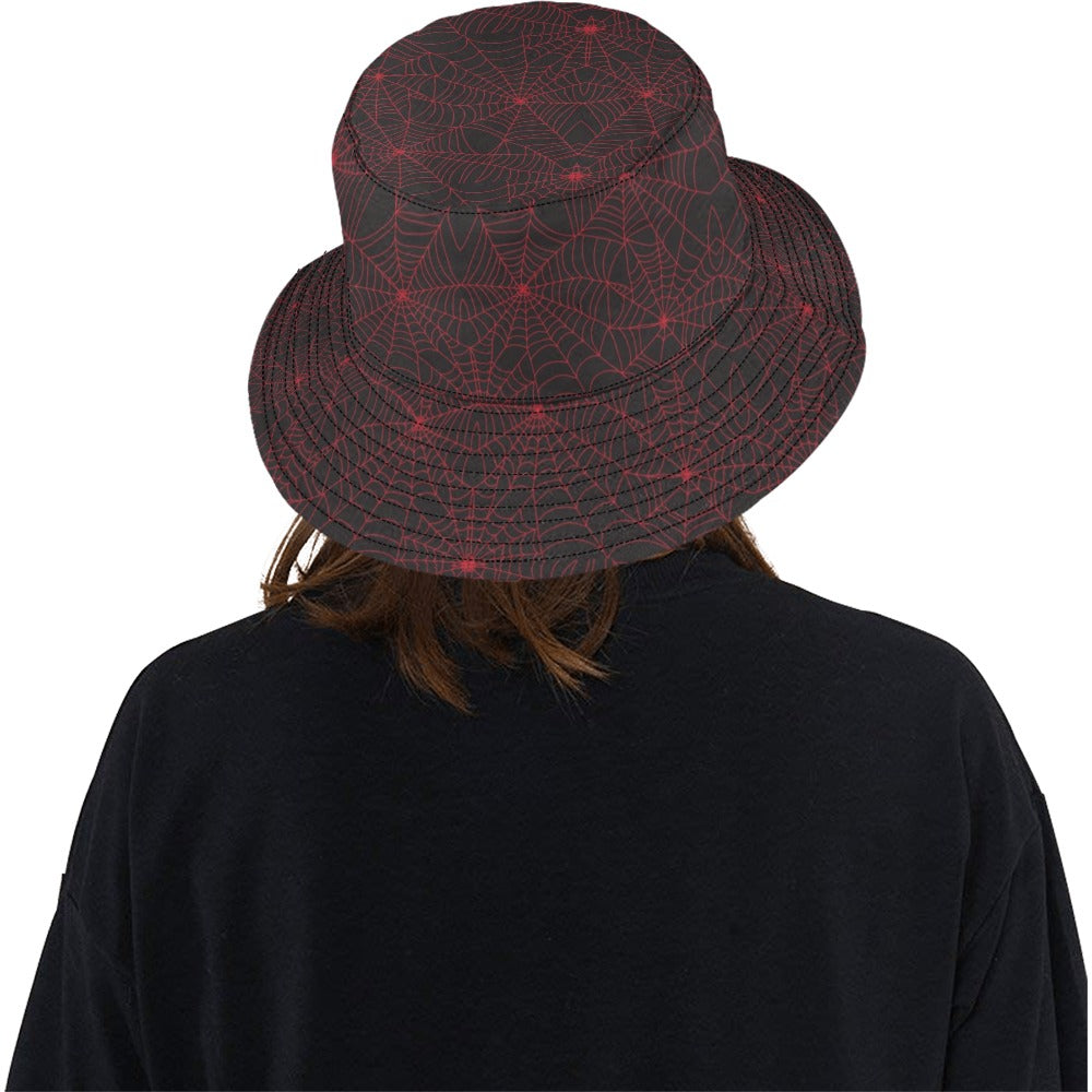 Spider Web Red Print Design LKS302 Unisex Bucket Hat