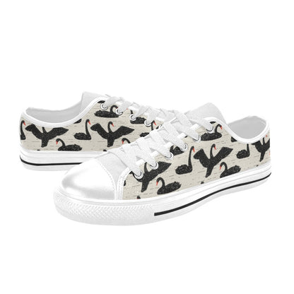 Swan Print Design LKS402 Women's White Low Top Shoes