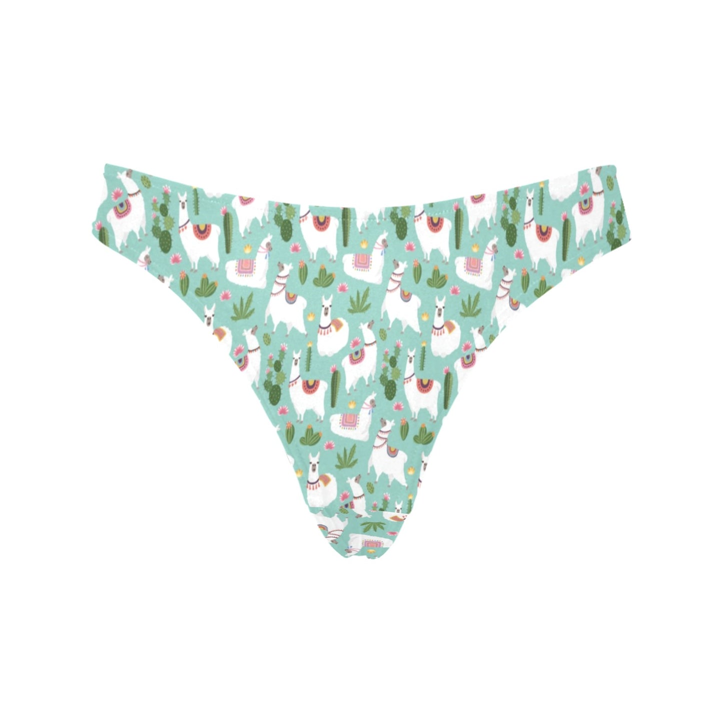 Llama with Cactus Themed Print Women's Thongs