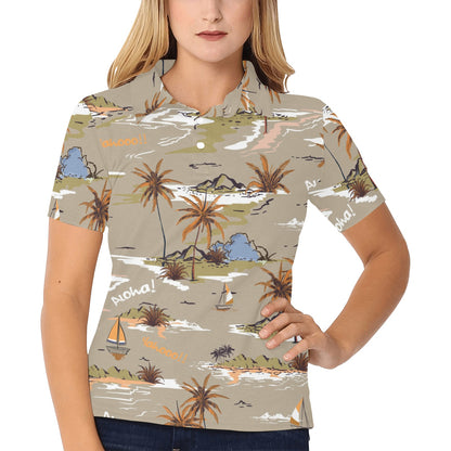 Pacific island Pattern Print Design A05 Women's Polo Shirt