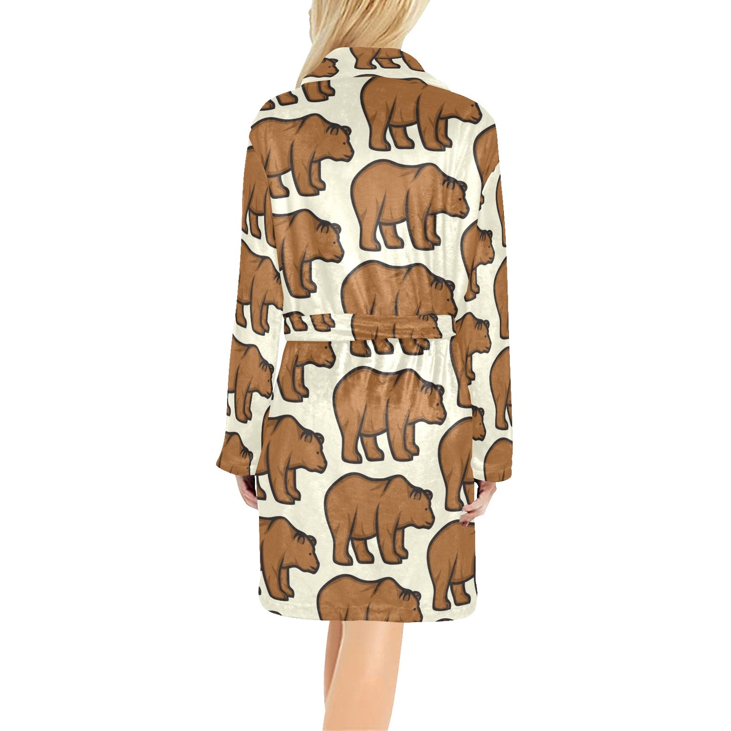 Bear Pattern Print Design BE05 Women's Fleece Robe