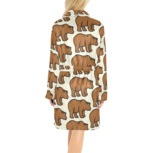 Bear Pattern Print Design BE05 Women's Fleece Robe