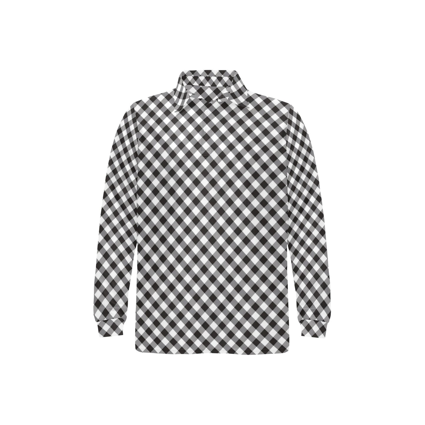 Gingham Print Design LKS402 Long Sleeve Polo Shirt For Men's