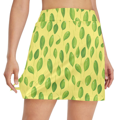 Spinach Print Design LKS302 17" Golf & Pickleball Skort with Pockets