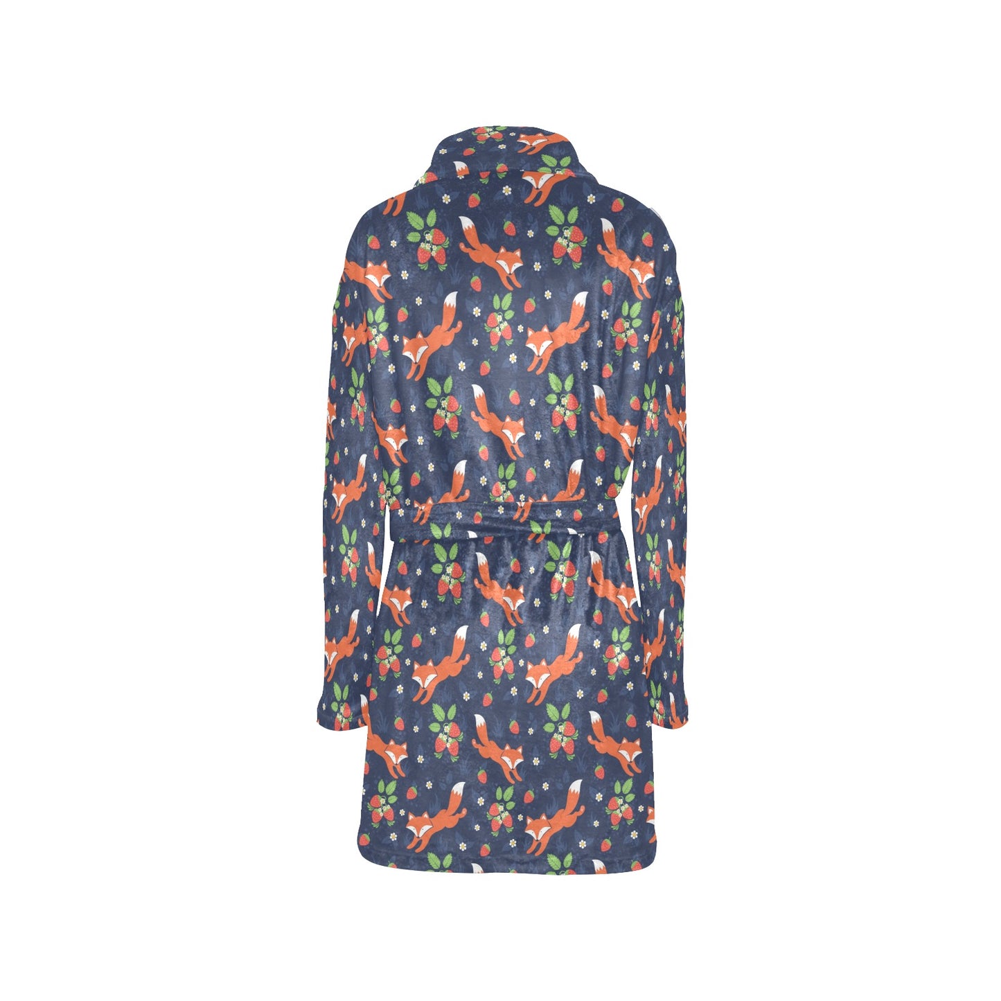 Fox Strawberry Print Pattern Women's Fleece Robe