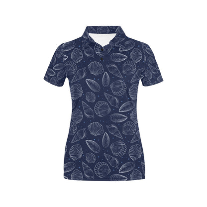 Seashell Print Design LKS3011 Women's Polo Shirt