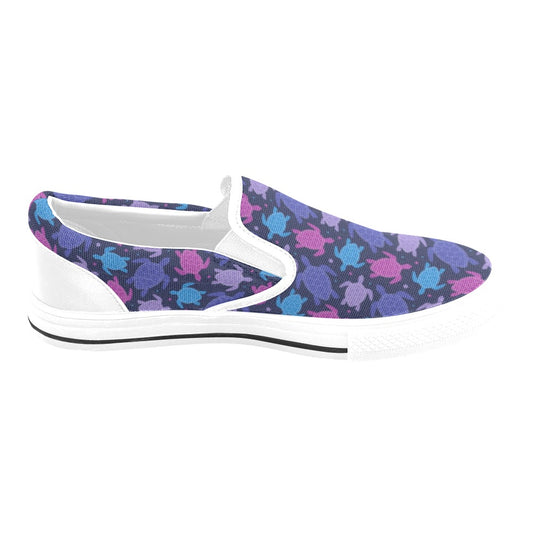 Sea Turtle Print Design LKS309 White Slip Ons Canvas Women's Shoes