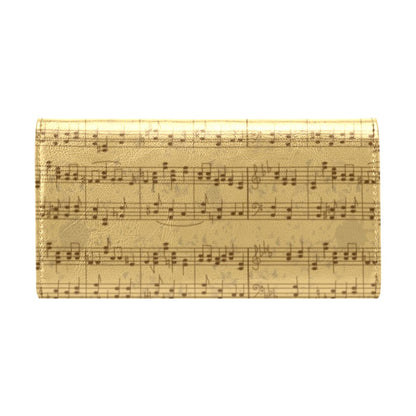 Music Note Vintage Themed Print Women's Trifold Wallet