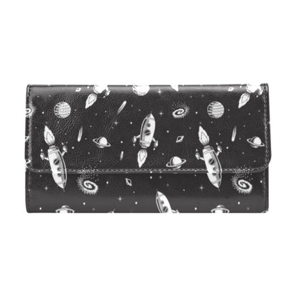 Space Rocket Print Design LKS303 Women's Trifold Wallet