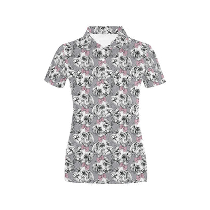 Maltese Pattern Print Design 01 Women's Polo Shirt