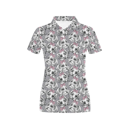 Maltese Pattern Print Design 01 Women's Polo Shirt