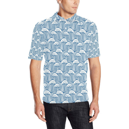 Wave Print Design LKS306 Men Polo Shirt